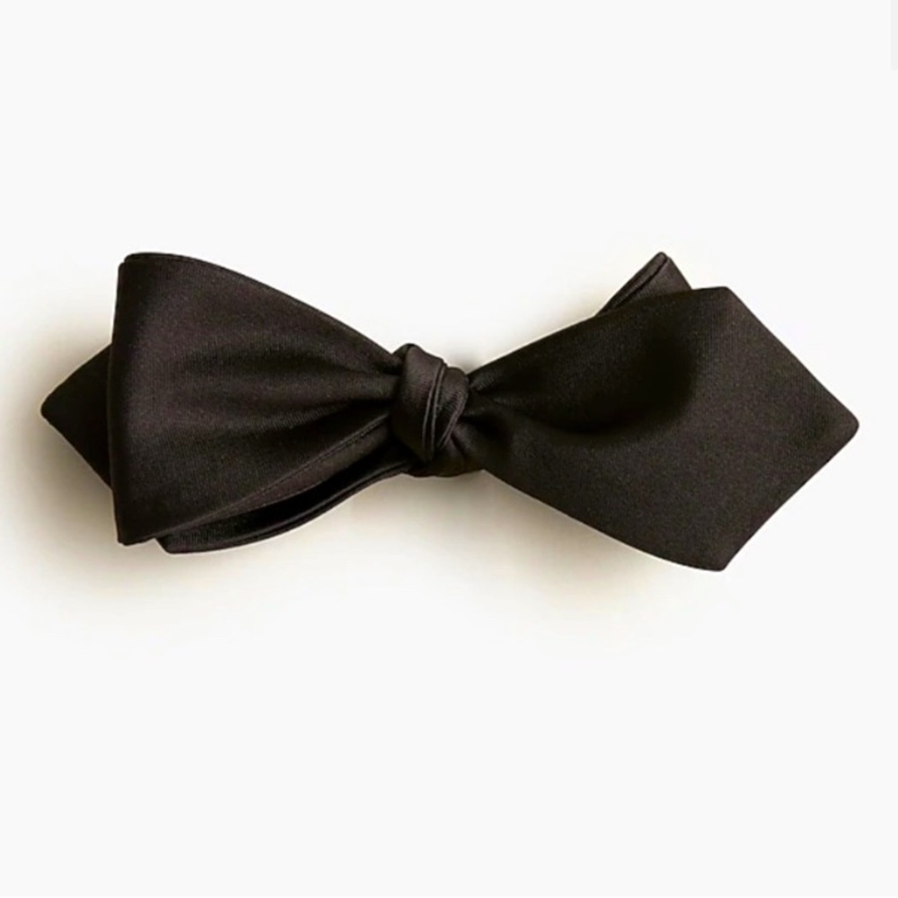 J. Crew English silk satin point bow tie black NWT $55